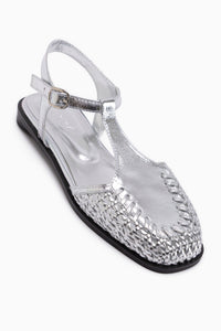 Clea Genuine Leather Silver Closed Toe Women’s Sandal