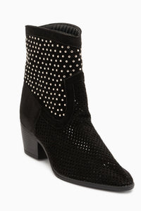 Savina Black Suede Studded Women’s Boots