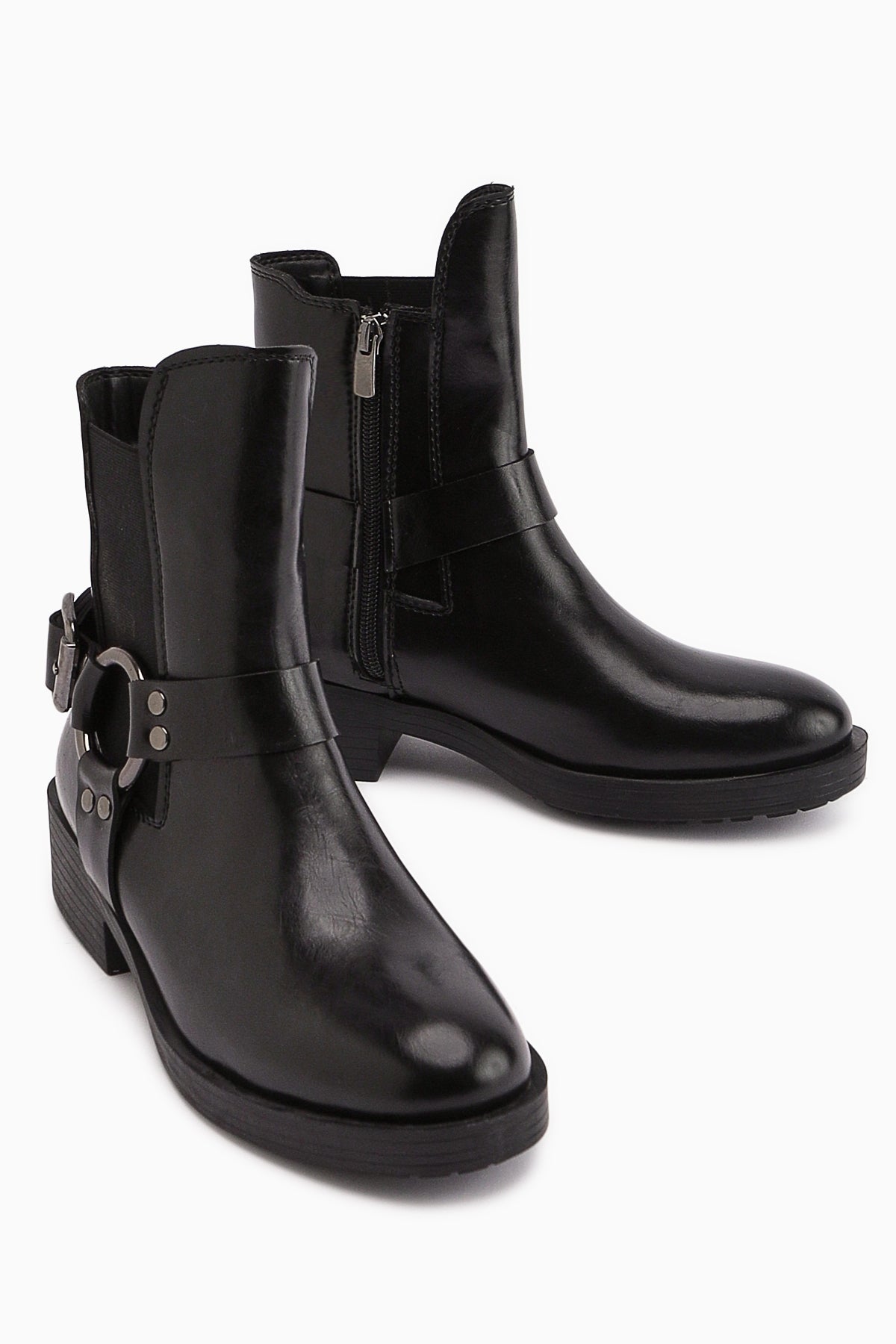 Janis – Black Buckle-Detail Boot (Women)
