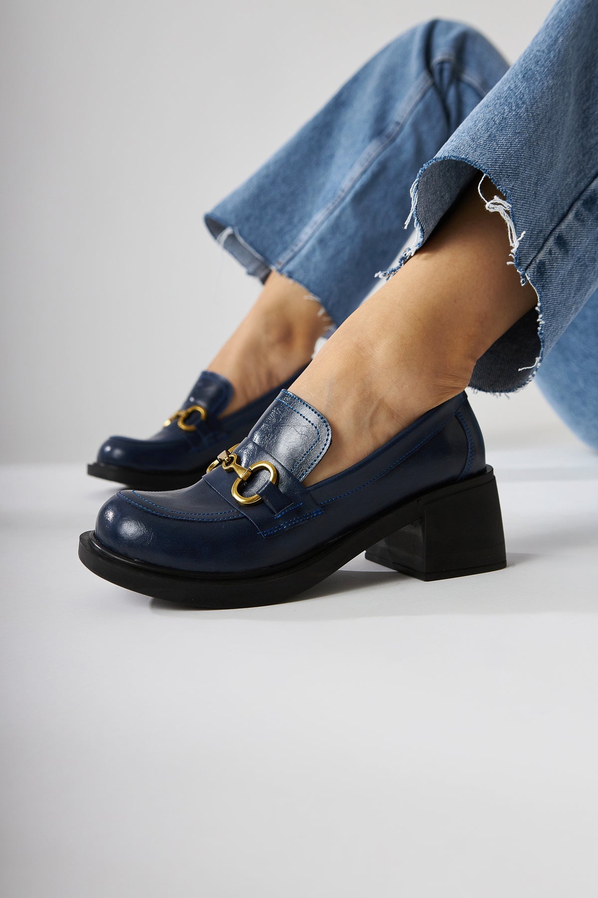 Berita Damen Chunky Heel Schuh in Marineblau