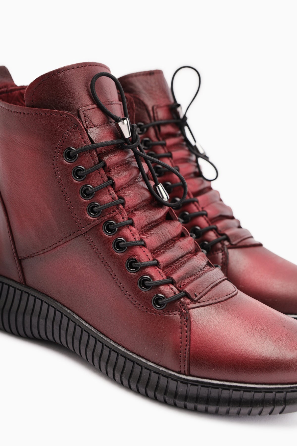 Jina – Burgunder [Echtleder] Stiefelette mit Schnürung (Damen)