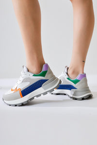 Sin Grey-Navy Suede Lace-Up High Heel Sneakers