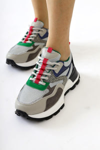 Netta Grau Netz Detailierte Schnürsenkel Damen Sneaker
