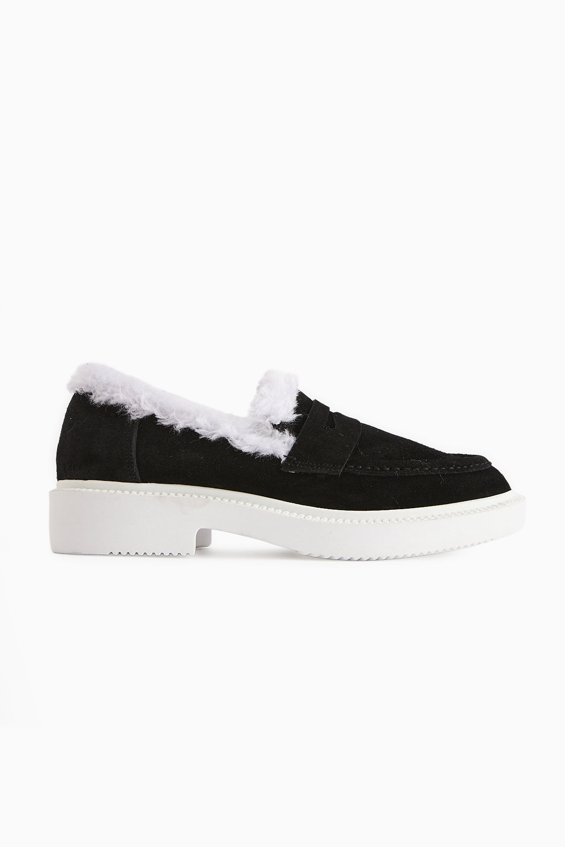 Echtes Leder Tommie Schwarz Wildleder Pelz Casual Schuhe Damen