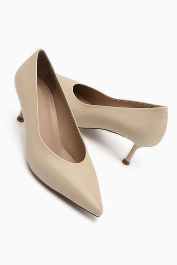 Michel Women's Beige Slim Heel Shoes