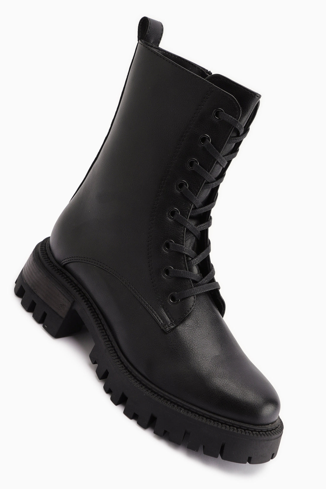 Suzette Schwarze Schnürstiefel mit Dicke Sohle Damen Stiefel