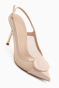 Polina Beige Buckle Detailed Women’s Heeled Shoes