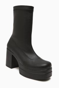 Bie Black Platform Heeled Women's Stretch Boot