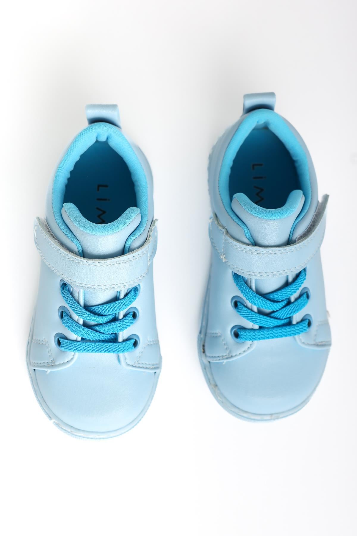 Daisy Blue Laced Velcro Detailed Baby Sneakers