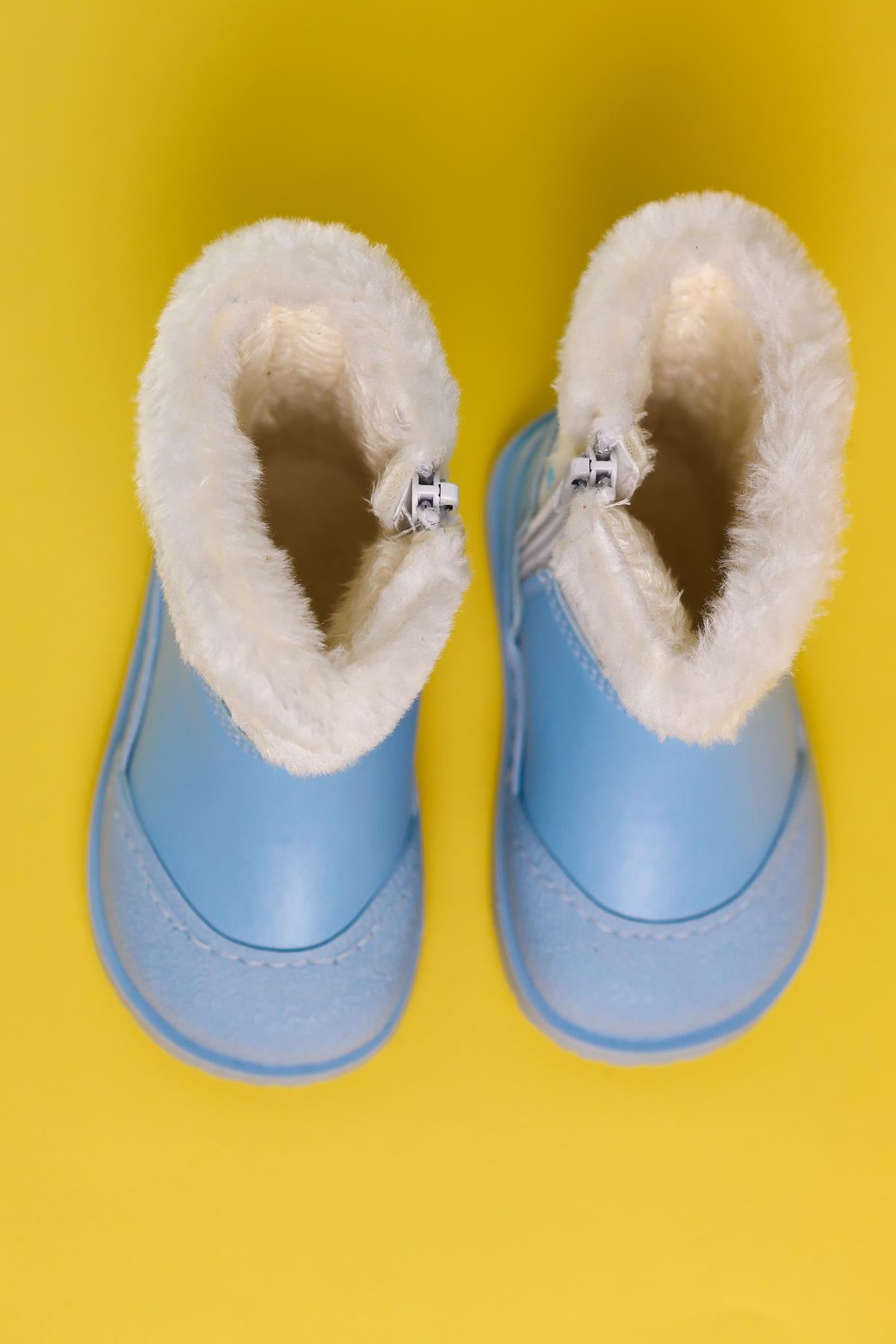 Elea Blau Gestreifte Charakterdruck Pelzgefütterte Baby Stiefel