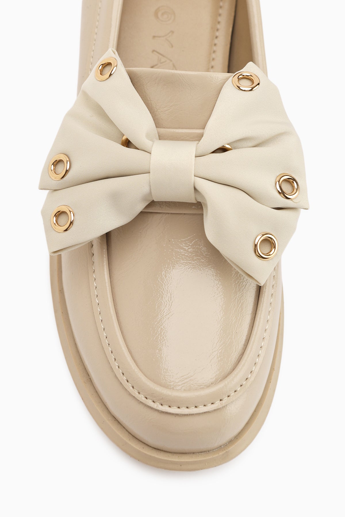Ivet Nude Bow Detailed Heeled Loafer Women's Shoe