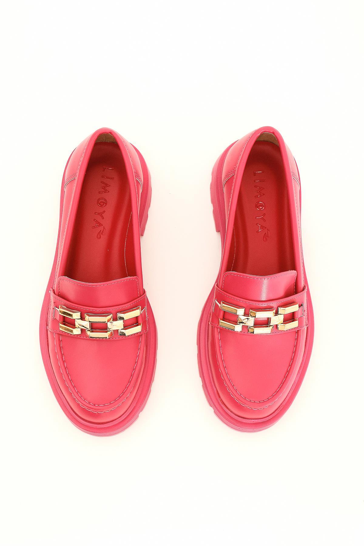 Benaz – Fuchsia Lederoptik Oxford mit Schnallen-Detail (Damen)