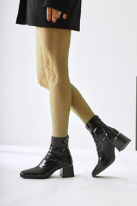Dominga Schwarze Lackierte Reißverschluss Damen Stiefel