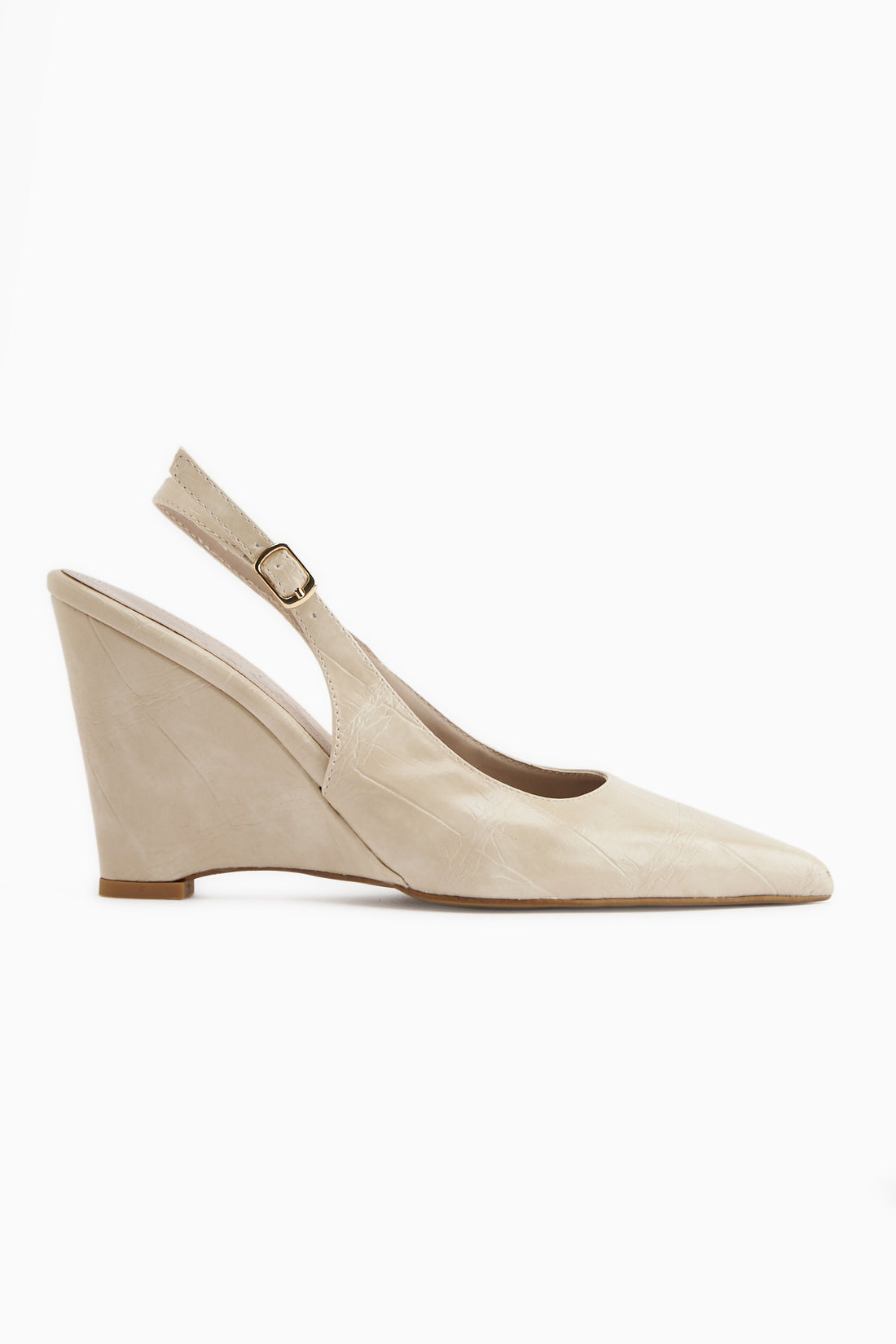 Tira Beige Keilabsatz Spitz Damen Sandale
