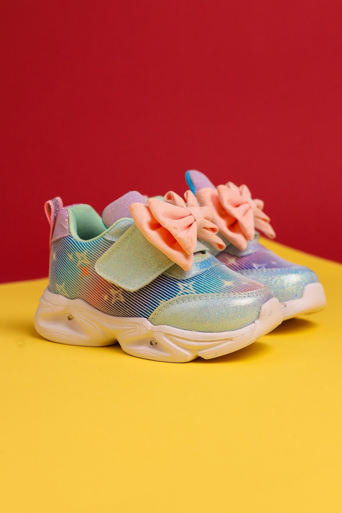 Feliz Türkis Schleifen-Detail Klettverschluss Leuchtende Babysneakers