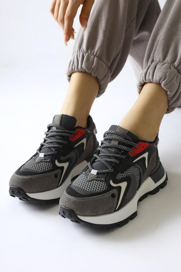 Onella Füme Süet Detaylı Bağcıklı Sneakers