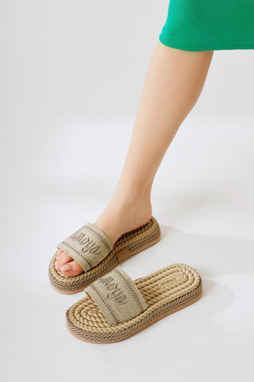 Vasana Weiche Textur Dicke Sohle Seil Pantoffeln in Vizon