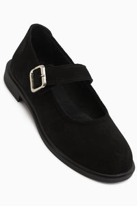 Senta Echtes Leder Schwarz Wildleder Mit Schnalle Damen Freizeitschuhe