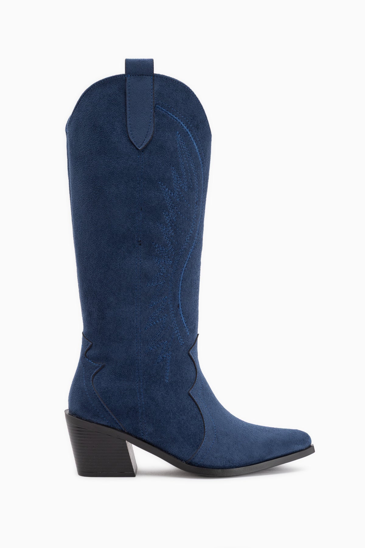 Hero Navy Suede Bestickte Cowboy Stiefel