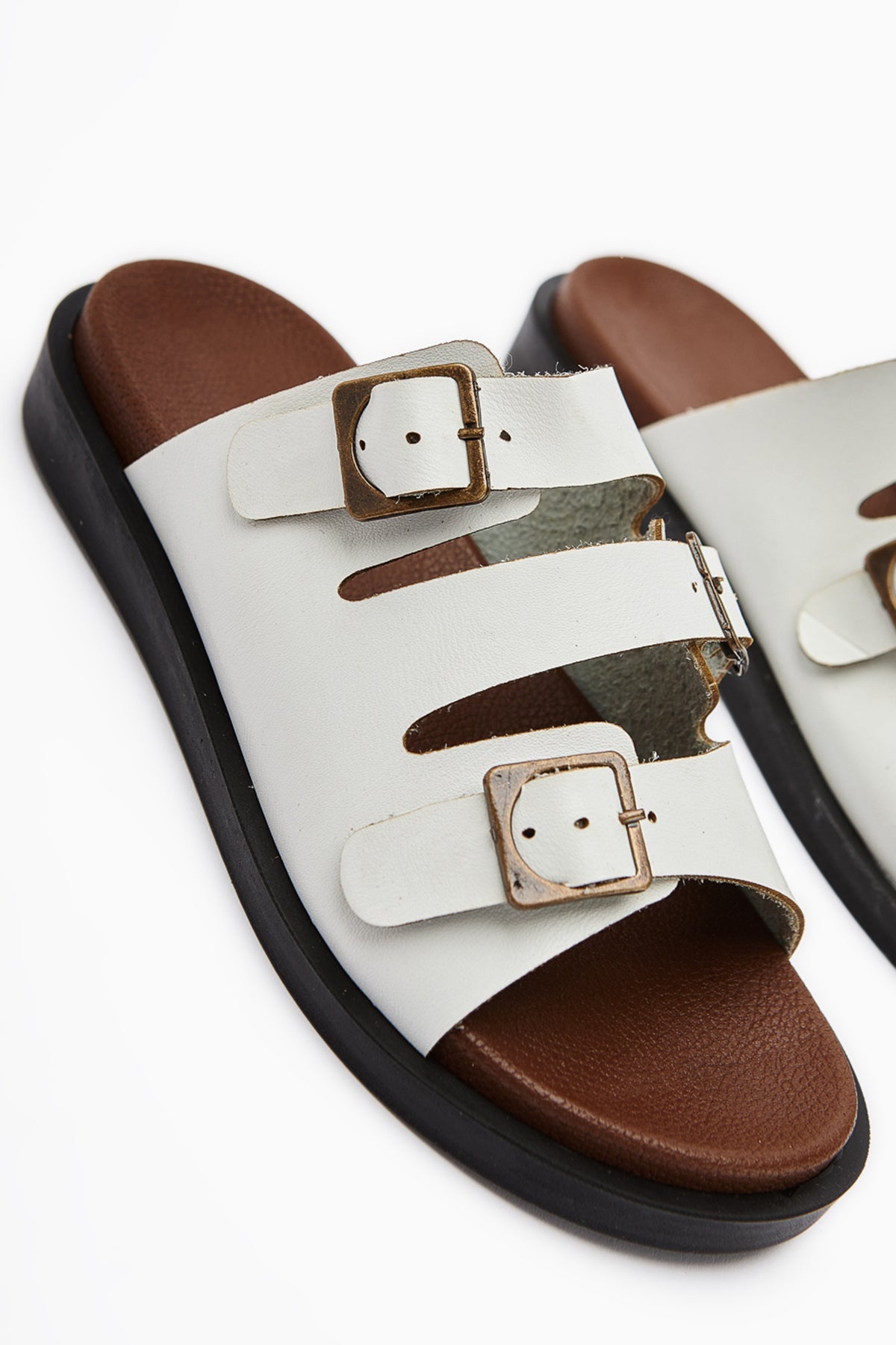 Cosima Damen Weiß Dreifachriemen-Slide