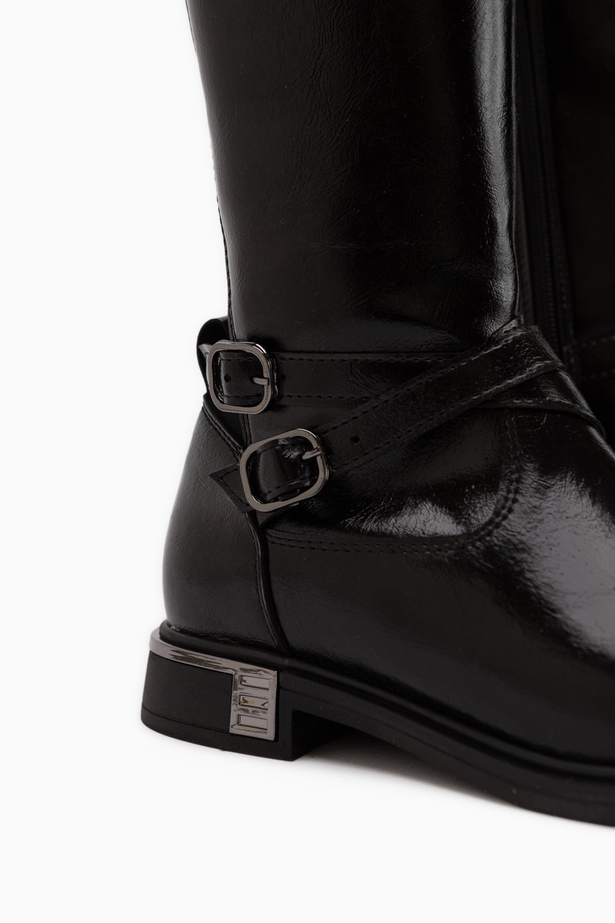 Janell Schwarze Gürtel Detail Damen Stiefel