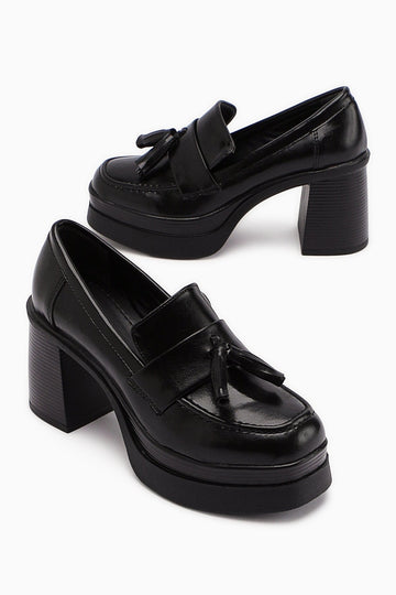 Juni – Schwarz Schuh mit Plateau und Absatz (Damen)