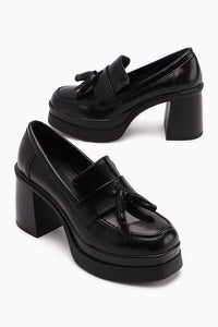 Juni – Schwarz Schuh mit Plateau und Absatz (Damen)