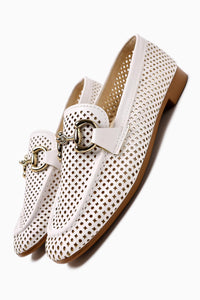 Gazali White Buckled Women's Ballerinas