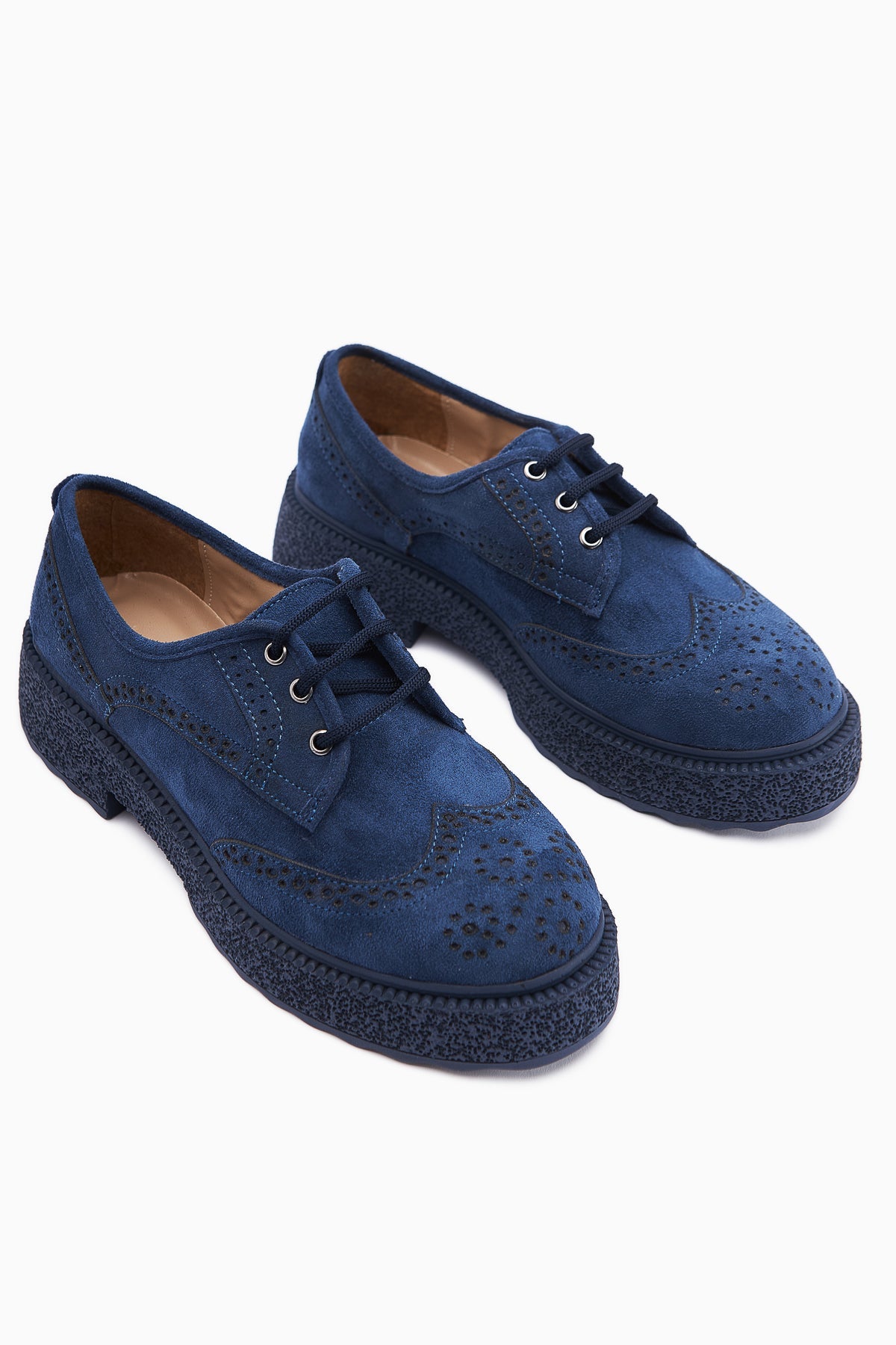 Rossy Marine Wildleder Ovaler Zehen Laser Cut Täglicher Schuh