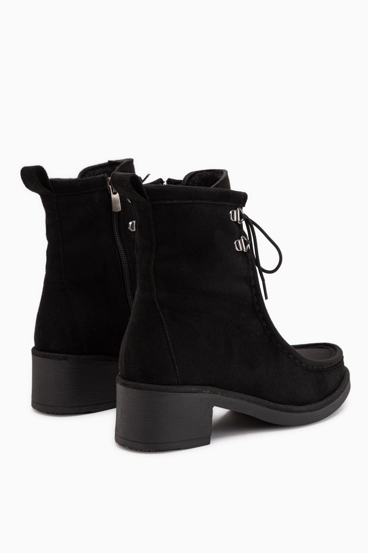 Joey Black Suede Lace-Up Thick Heeled Women’s Boots