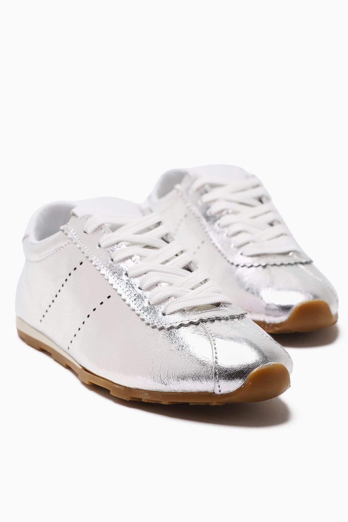 Genuine Leather Alisa Gold Laced Casual Women's Shoes