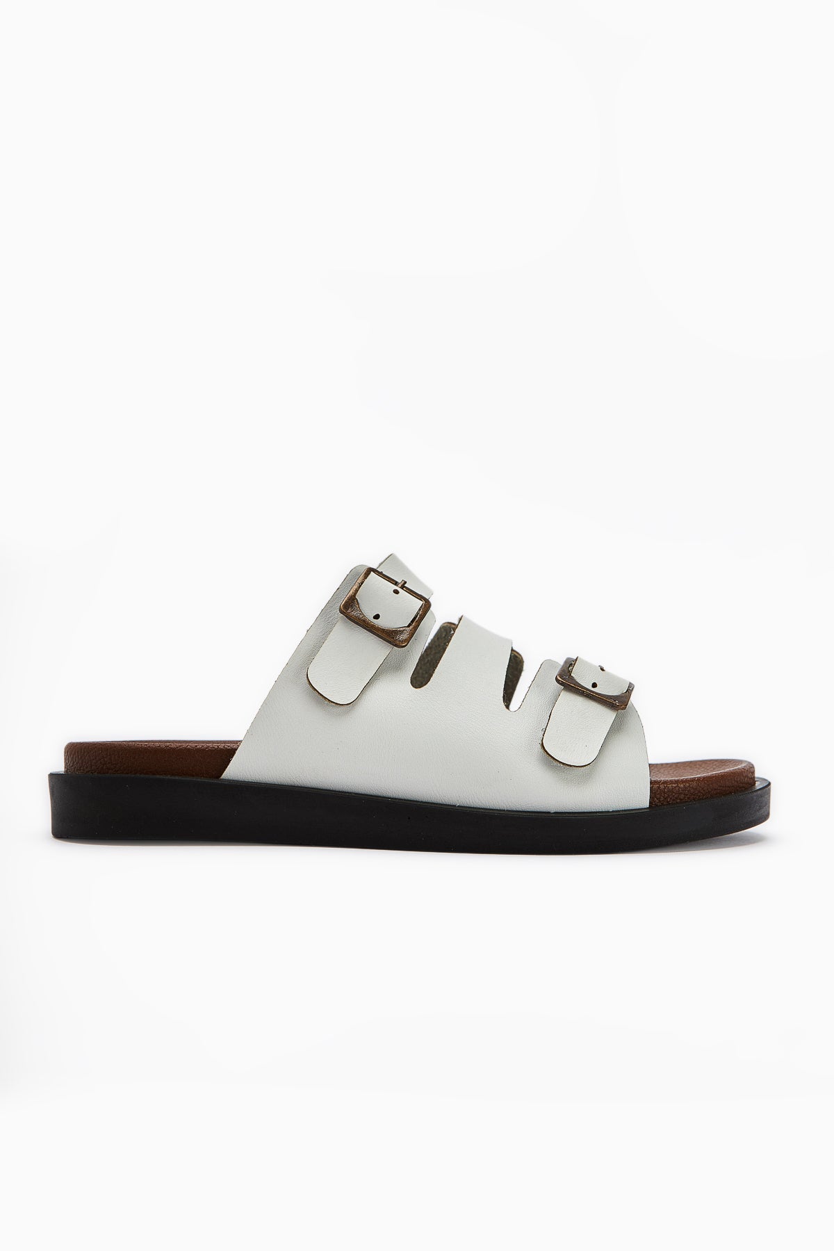 Cosima Damen Weiß Dreifachriemen-Slide
