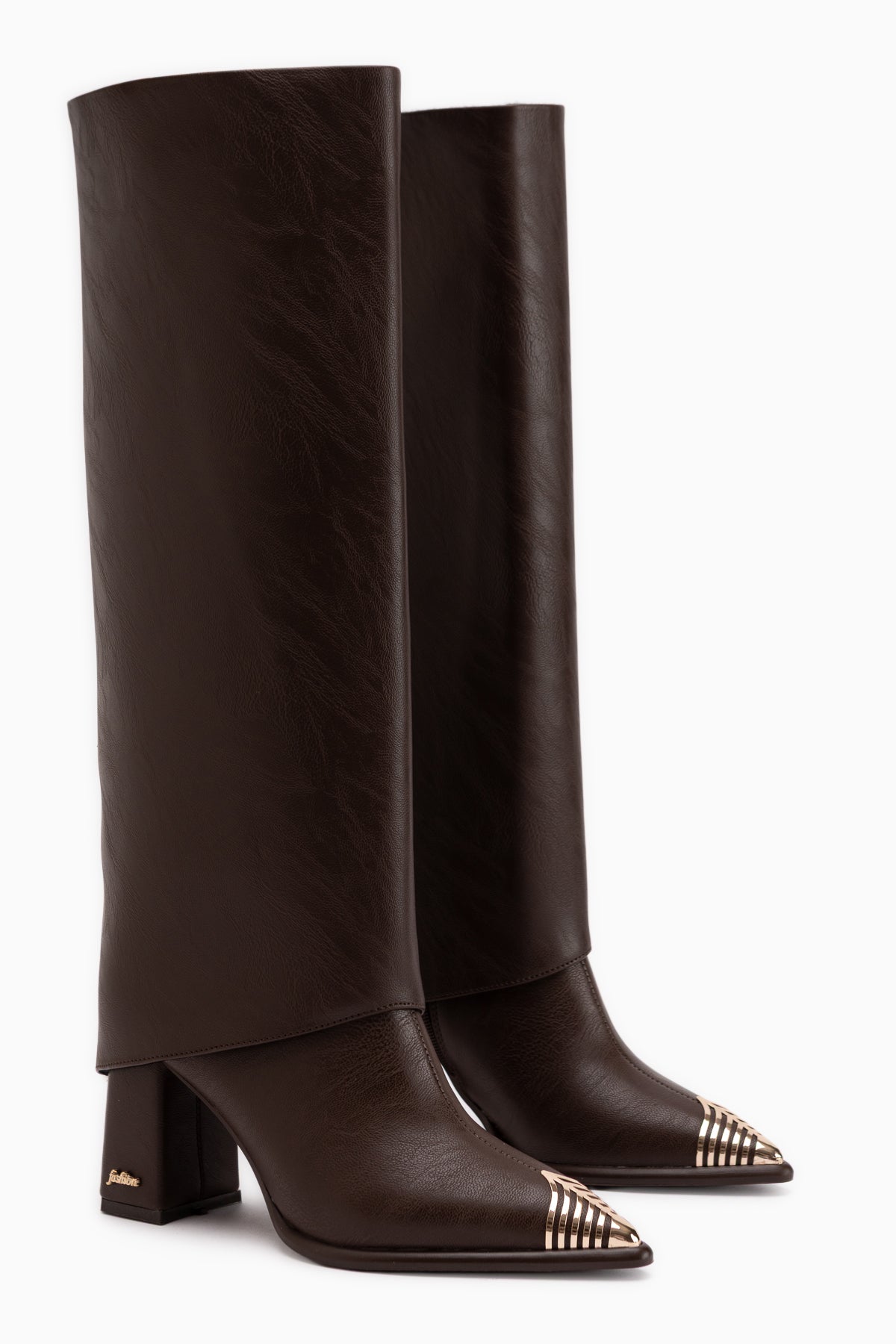 Lacy Braun Abnehmbarer Schaft 2-in-1 Absatz Damen Stiefel & Kniestrümpfe