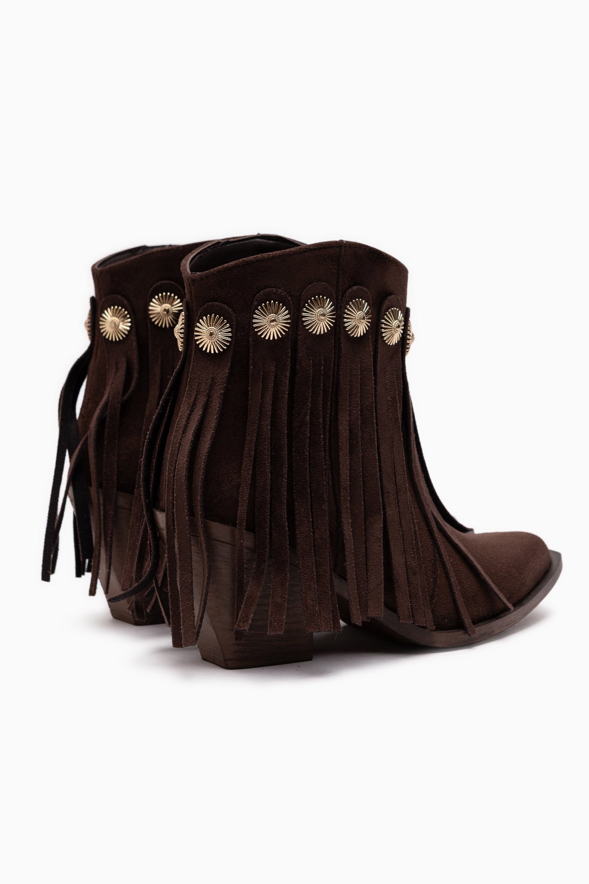 Rodeo Braun Wildleder Fransen Chunky Absatz Damen Western Stiefel