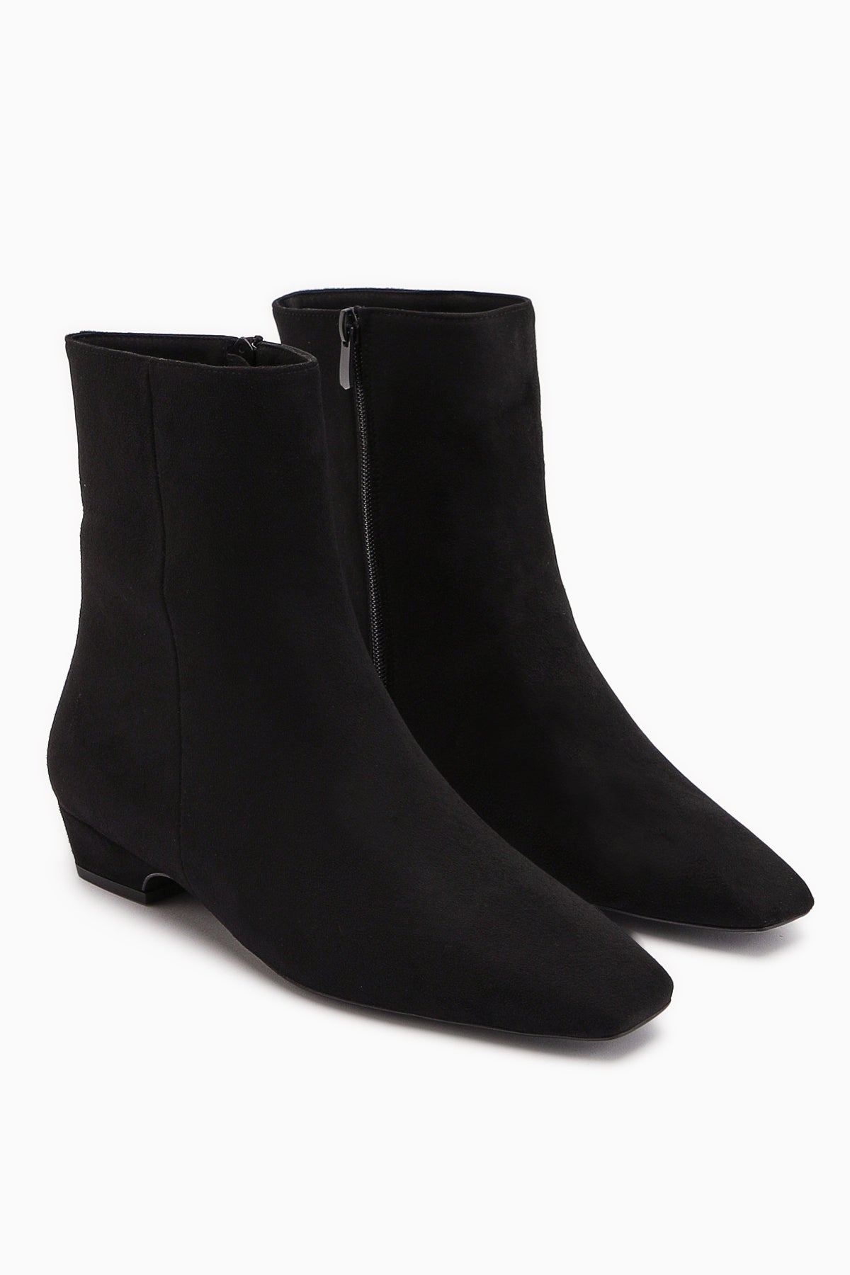 Grace Black Suede Low-Heeled Square-Toe Women's Boot