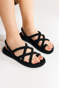 Marlene Black Cross Rope Sandals