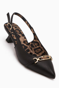 Dima Schwarze Leopardenmuster Kurze Absatz Damen Schuhe