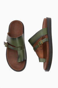 Enisa Damen Olive Zehensteg-Slipper