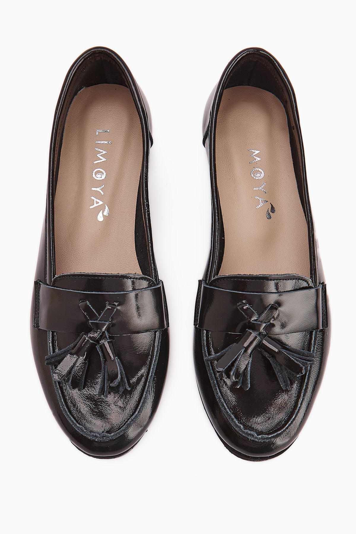 Doris Genuine Leather Black Metallic Tasseled Women's Loafer Shoe