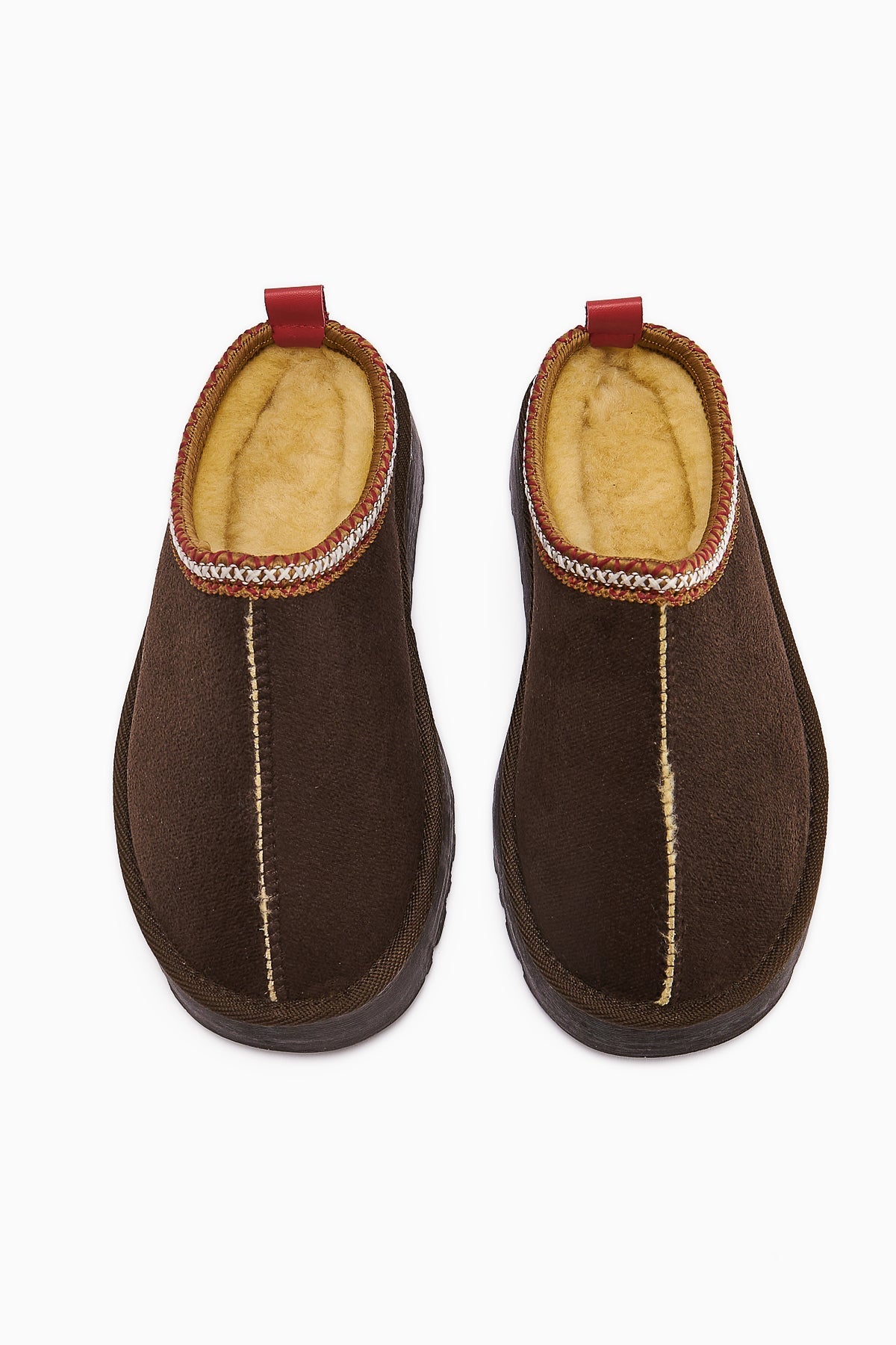Anne-Liis Brown Suede Woven Detail Winter Slipper