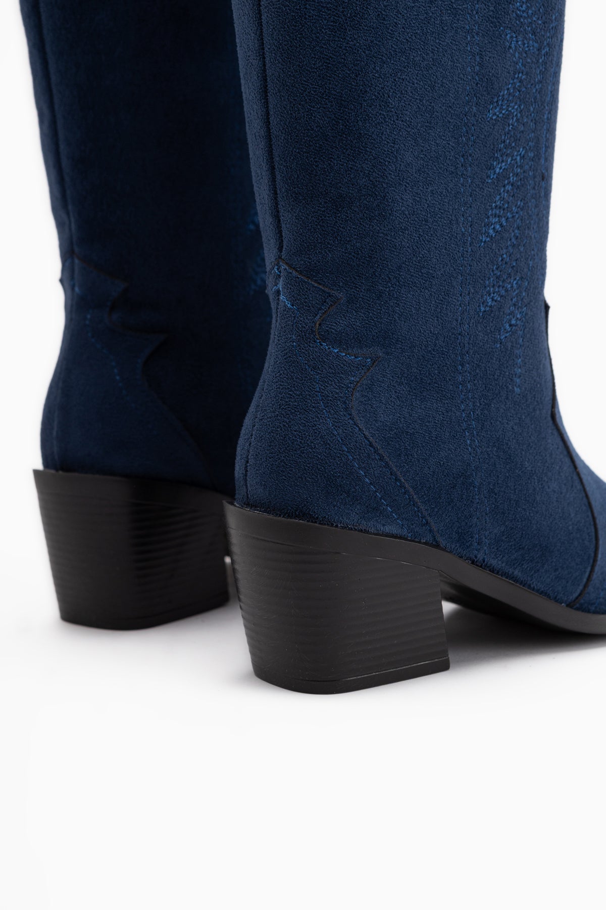 Hero Navy Suede Bestickte Cowboy Stiefel