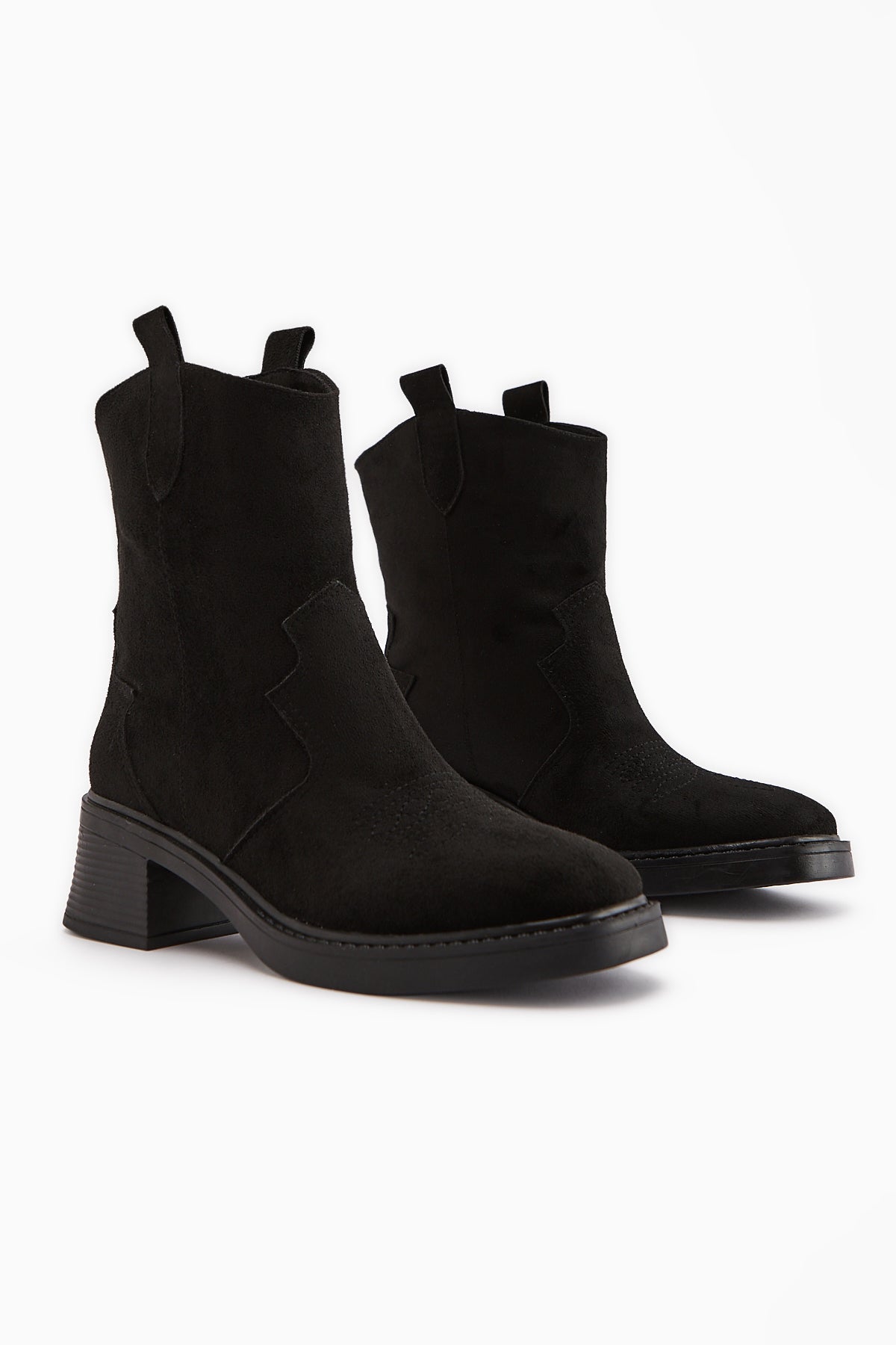 Mindra – Schwarz Velours Stiefelette mit Stickerei (Damen)