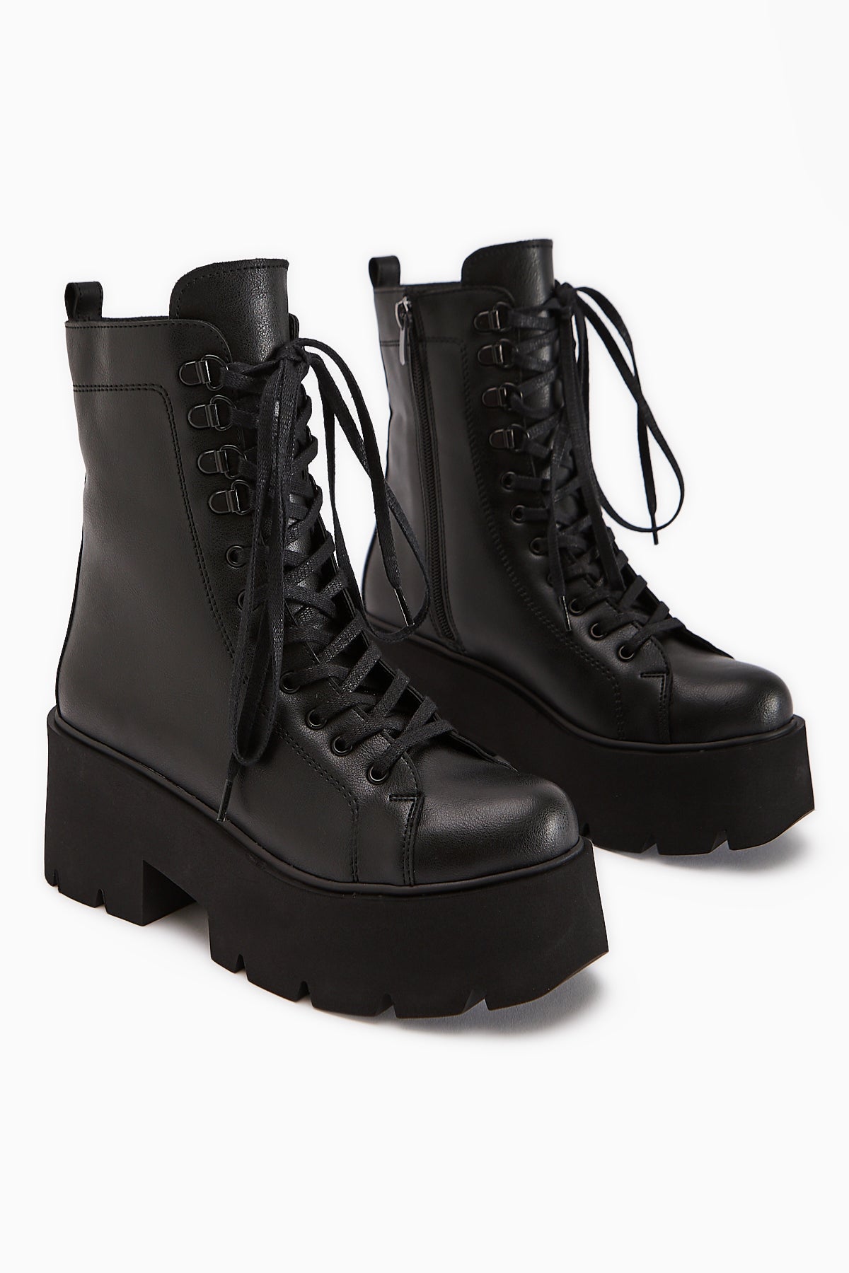 Brit Black Platform Heeled Women's Combat Boot