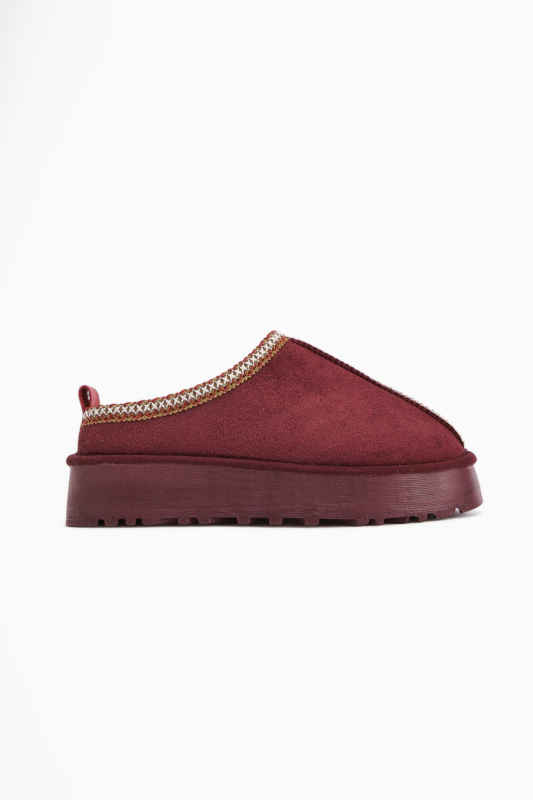 Anne-Liis Burgundy Suede Woven Detail Winter Slipper