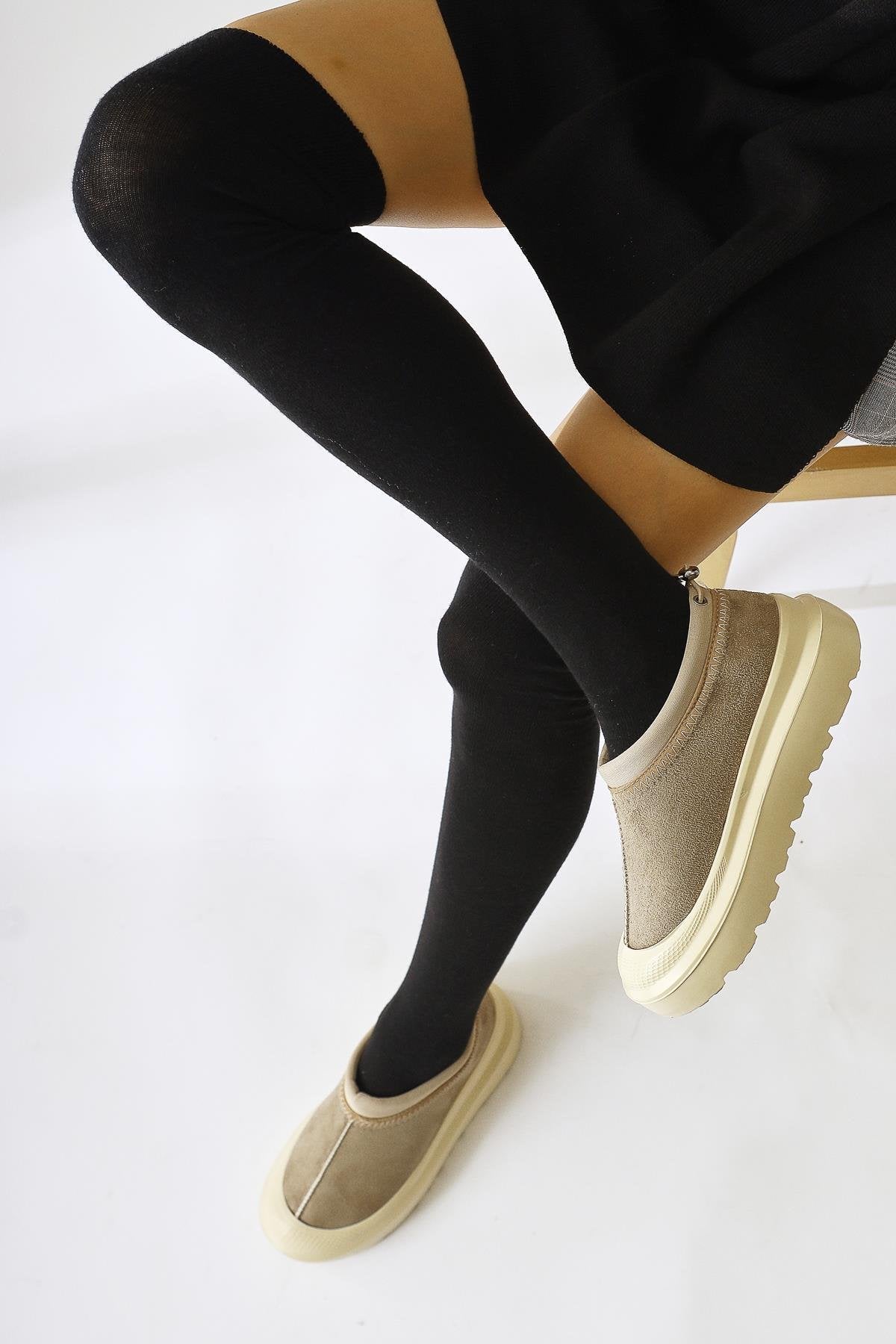 Katelyn – Beige Suede-Coated Fur-Lined Shoe (Women)