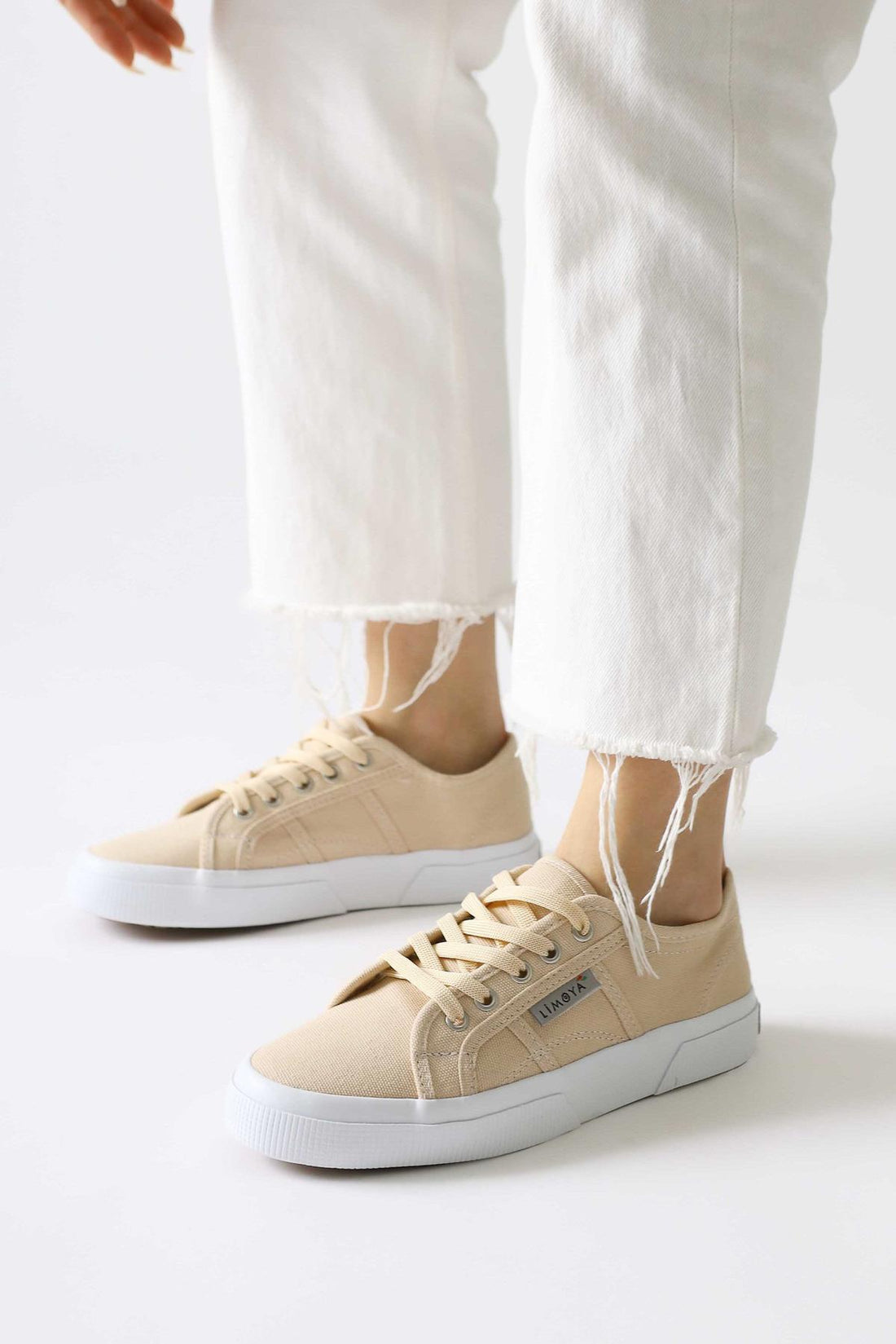 Timon Beige Comfortable Sole Linen Sneakers