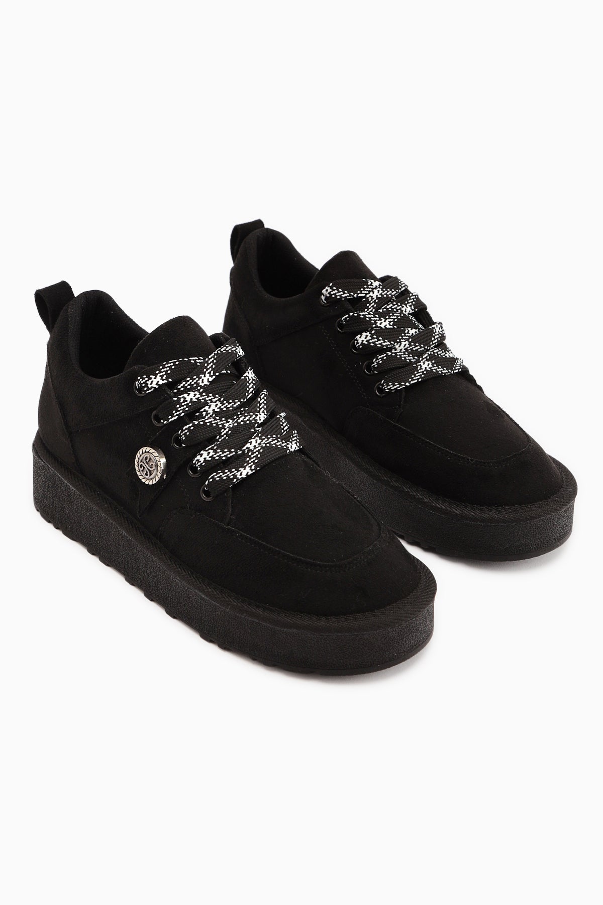 Serina Black Suede Lace-Up Women's Casual Shoe
