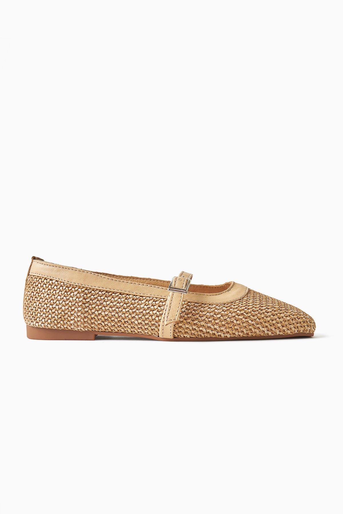 Remza Damen Ballerina mit Schnalle, Bequemer Alltagsschuh, Strohgewebte Textur