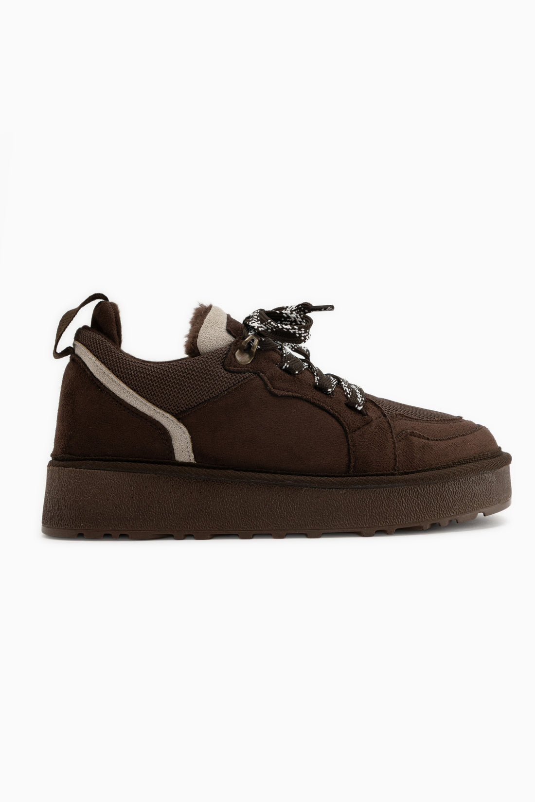 Reni Braun Wildleder Netz Detail Damen Freizeitschuhe