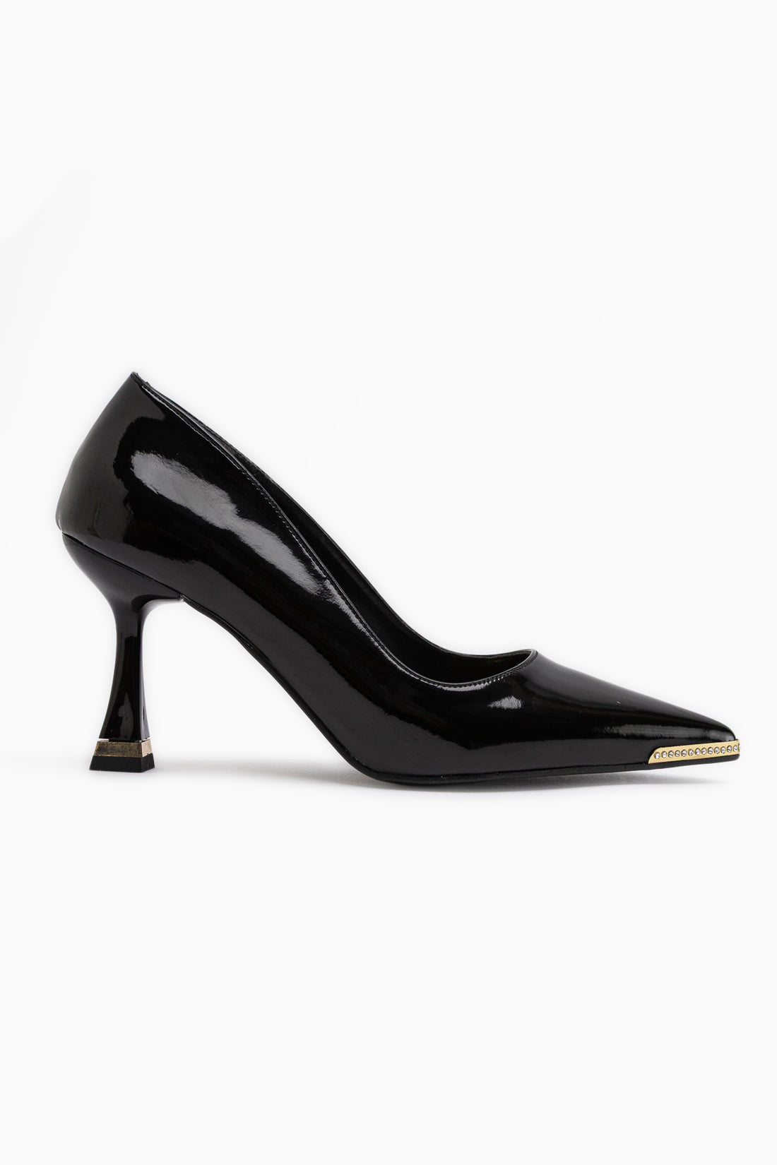 Sydney Schwarz Lack Stein Detail Damen Absatzschuhe